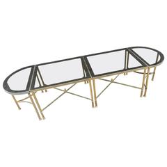 Maison Baguès, 1950 Adjustable Coffee Table in Brass, Tinted Glass and Mirror 5
