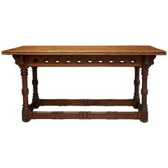 Pitch Pine Library Table in the Gothic Revival Manner