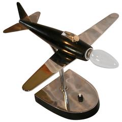 Vintage 1970 Airplane Lamp Prototype Made of Wood and Aluminium