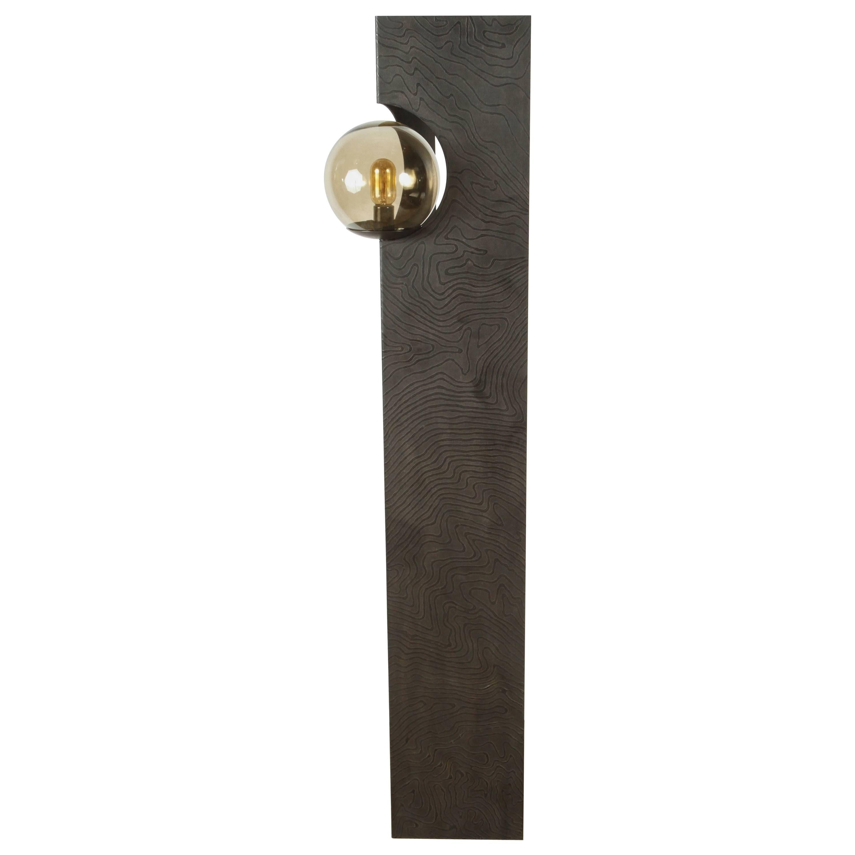 Paul Marra Textured Steel Solitaire Floor Lamp For Sale