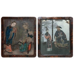 Two Chinese Reverse Paintings on Glass