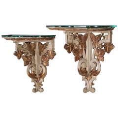 Pair of Antique French Louis XVI Painted Wall Brackets Bordeaux, circa 1880