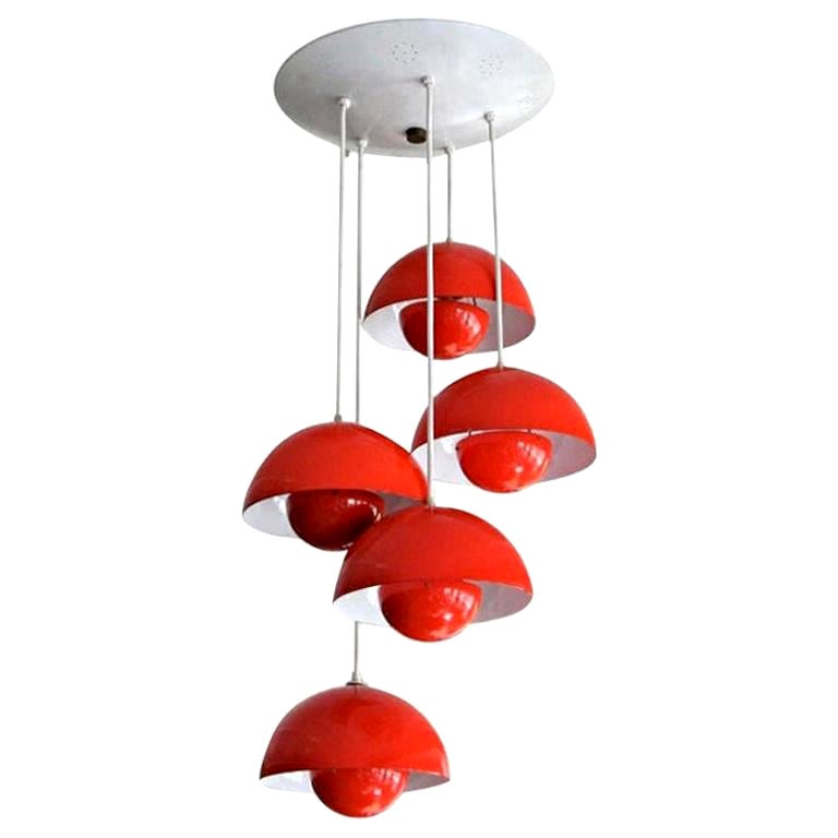 Verner Panton Style Chandelier or Pendant Lamp, Shell, 1970s