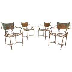 French Art Nouveau Sculptural Iron Garden Patio Chairs 8