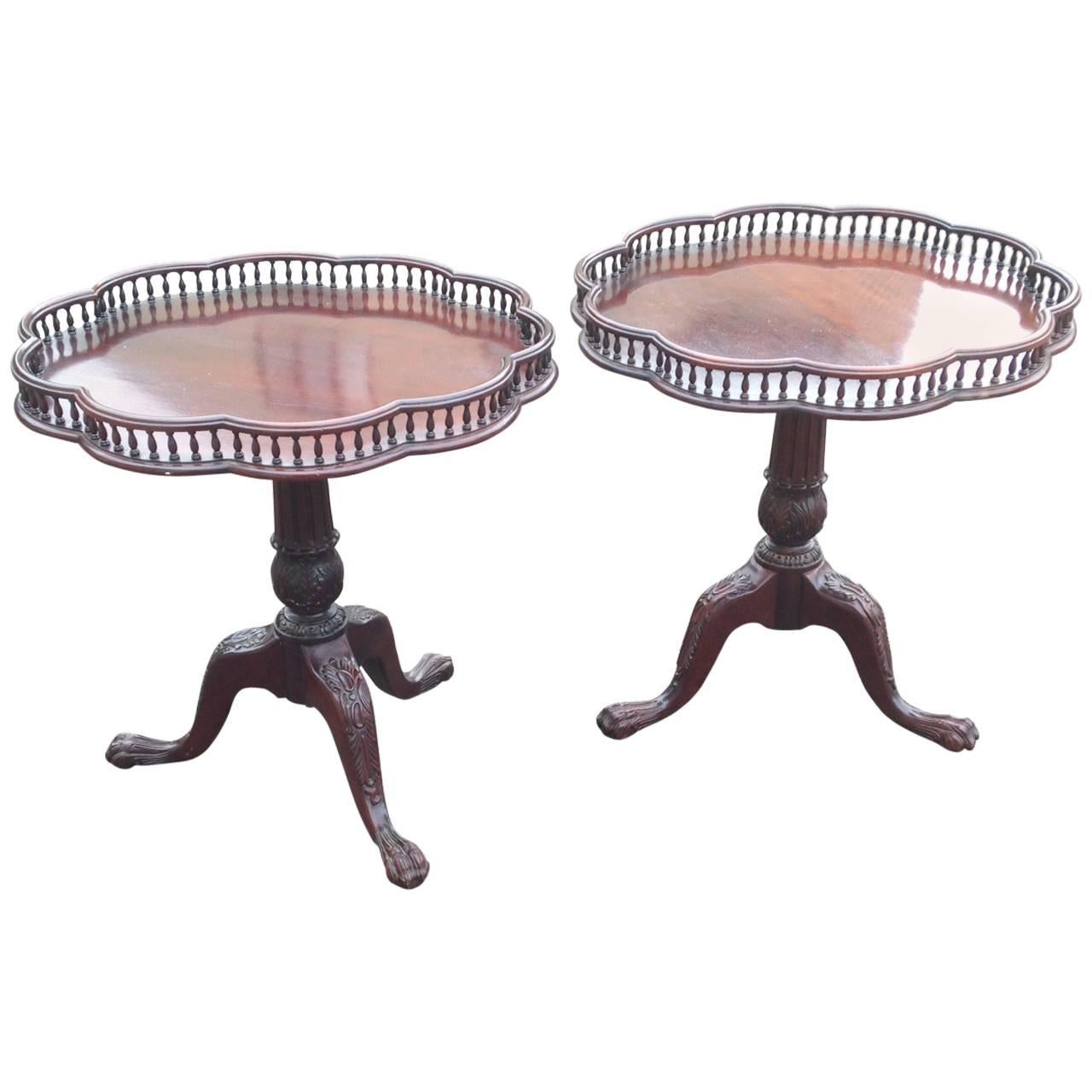 Pair of George III Style Mahogany Tea Tables