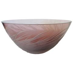French Amethyst Etched Glass Fruit Bowl by Salviati