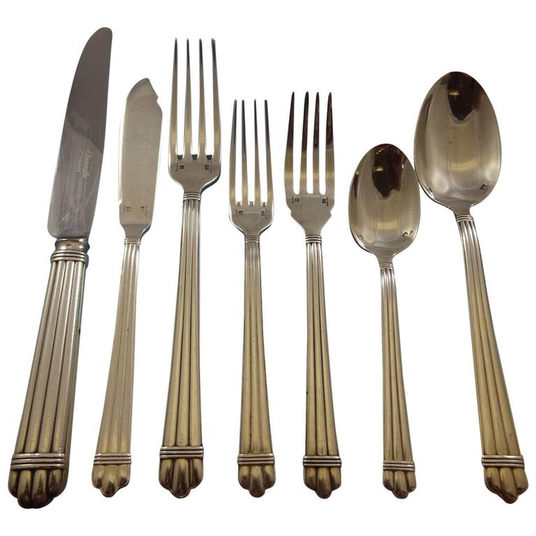 Aria by Christofle Silver plate Flatware Service for 12 Dinner Set 86