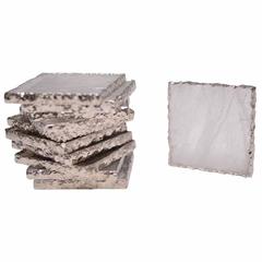 Group of Four Clear Rock Crystal Quartz Coasters