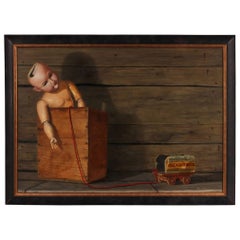 Robert Bock Oil on Board Still Life with Antique Toys