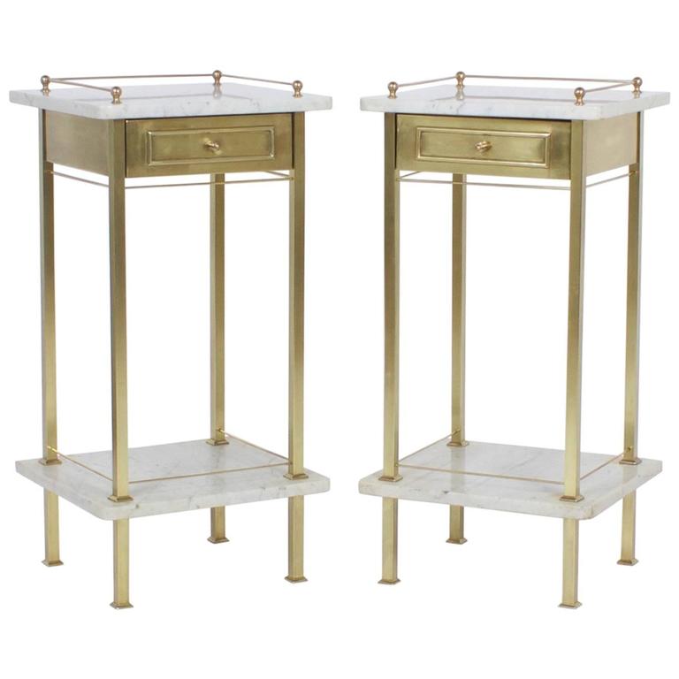 Pair of Brass and Marble Nightstands at 1stDibs brass nightstands