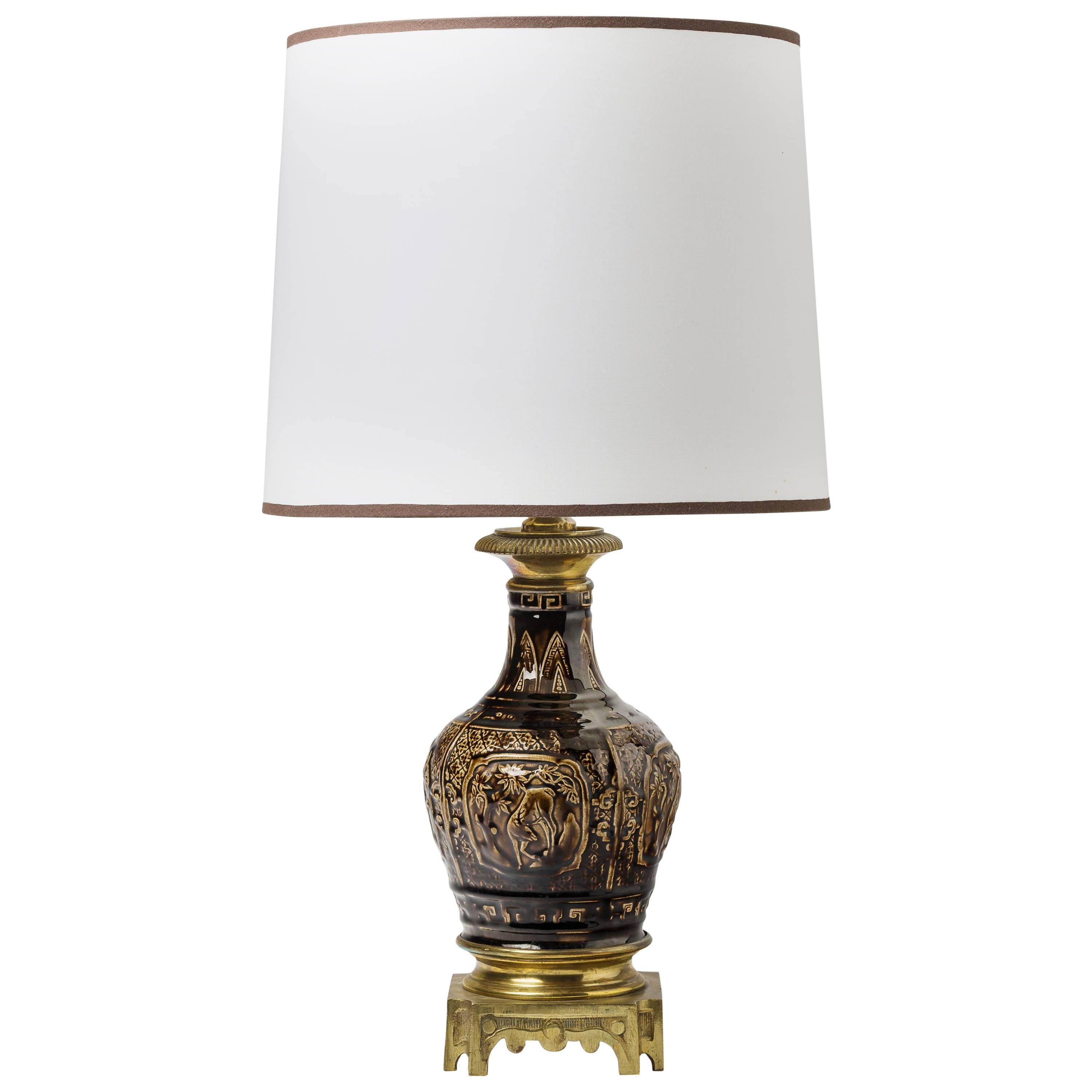 Theodore Deck Magnifique lampe de table de l'année 19ème siècle en vente