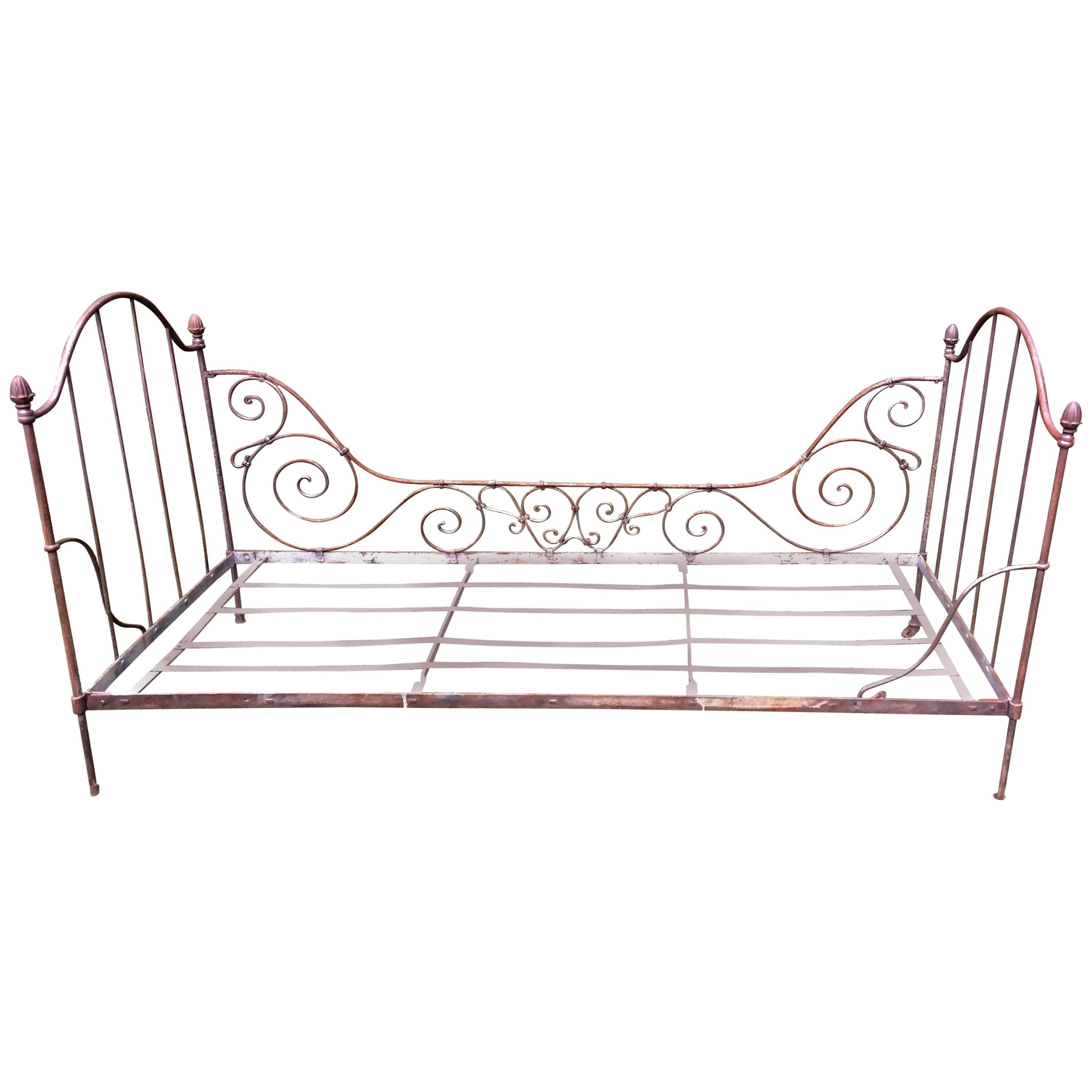 Charming Antique French Iron Daybed