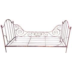 Charming Antique French Iron Daybed
