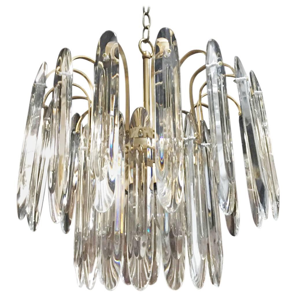 Lustre italien à deux étages de style mi-siècle moderne par Gaetano Sciolari en vente