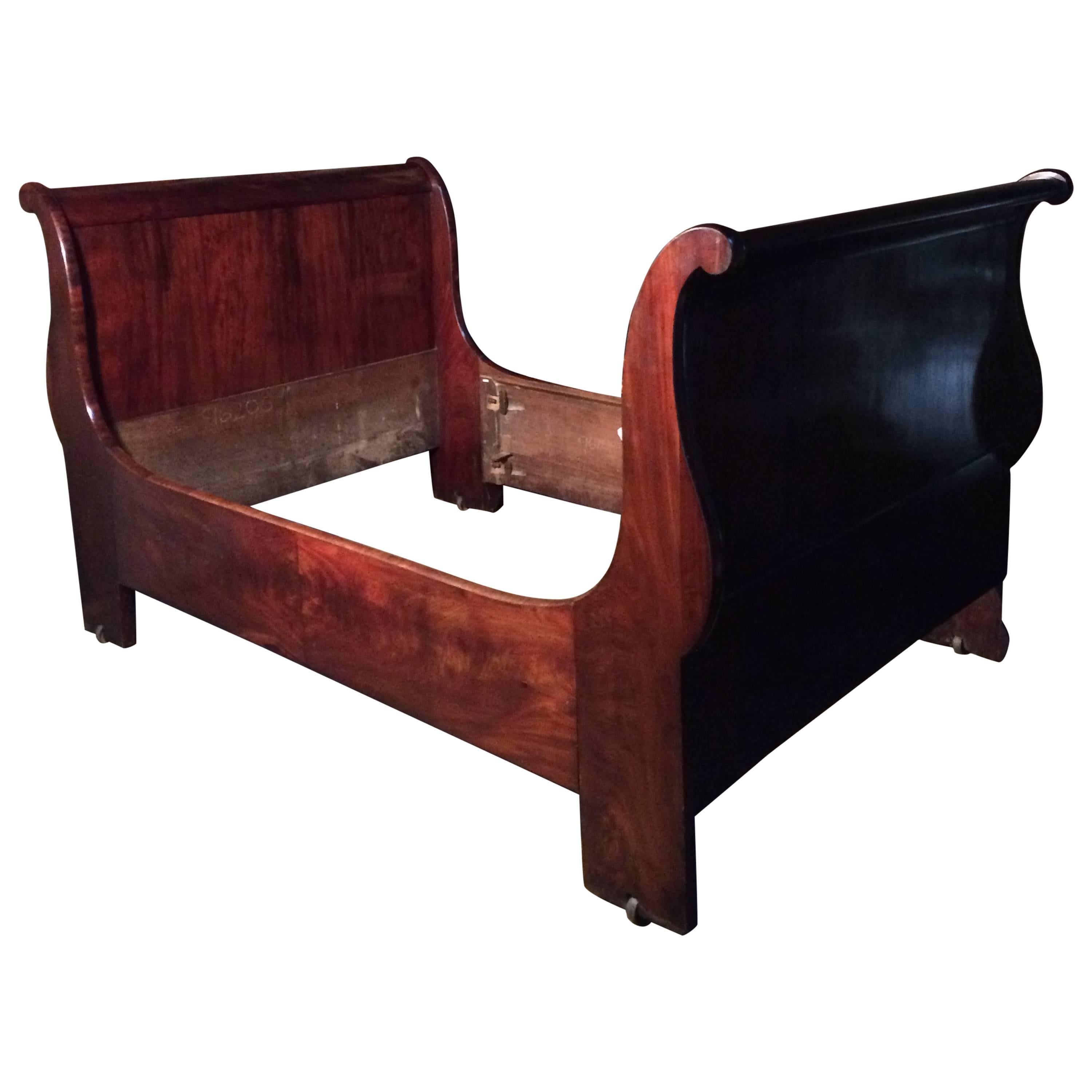Gorgeous Antique Empire Mahogany Sleigh Bed