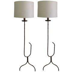 Rare Pair of Gilt Faux Bamboo Floor Lamps by Maison Bagues 11