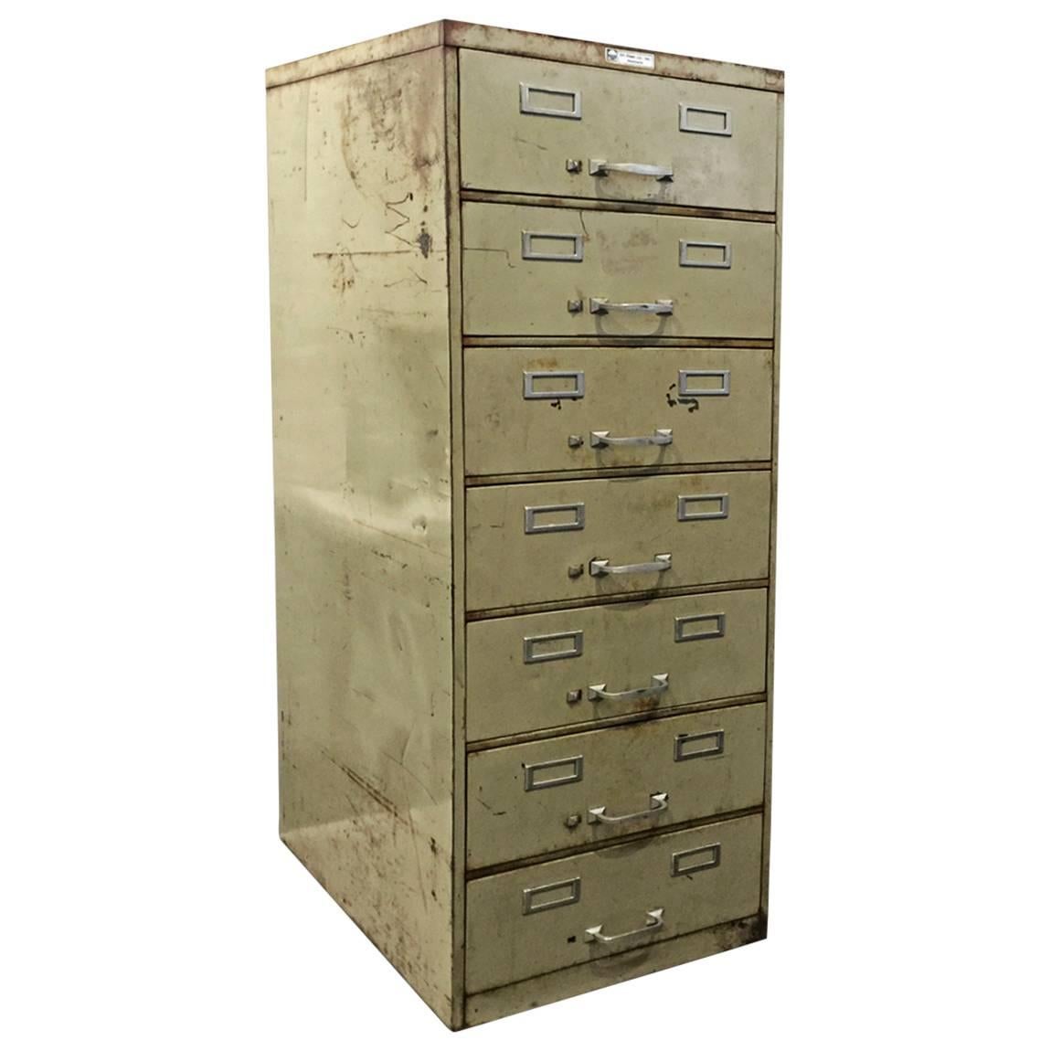 Multi-Drawer Vintage Steel Card File