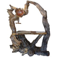 Burled Cypress Bar with Four Matching Stools 2