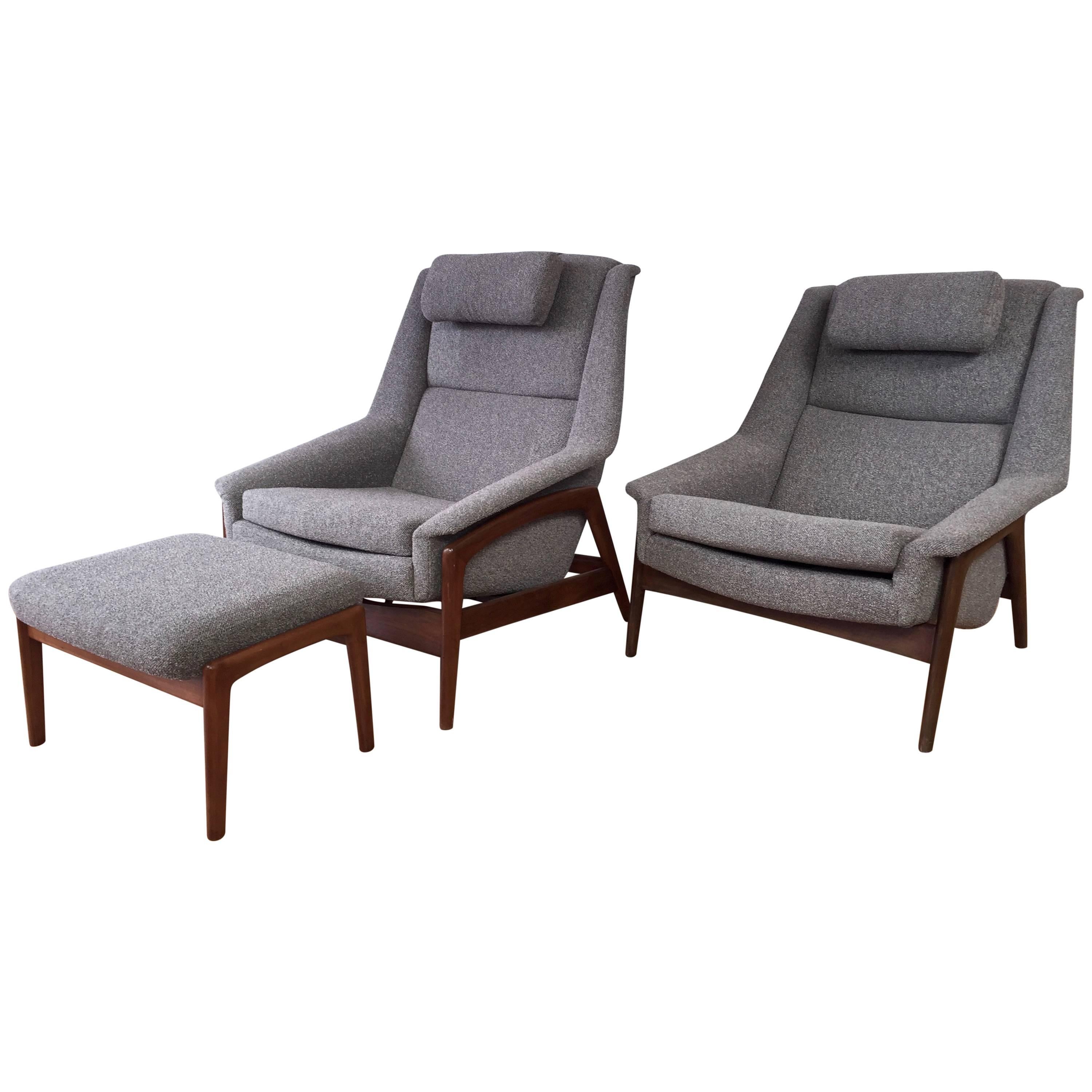 3 Piece Set of Folke Ohlsson for DUX Lounge Chairs and Ottoman *SATURDAY SALE