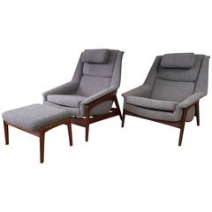 3 Piece Set of Folke Ohlsson for DUX Lounge Chairs and Ottoman *SATURDAY SALE
