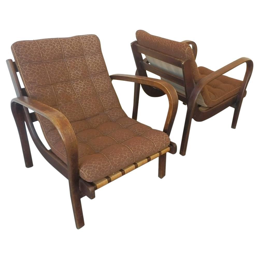 Set of Two Lounge Chairs by Karel Kozelka & Antonin Kropacek