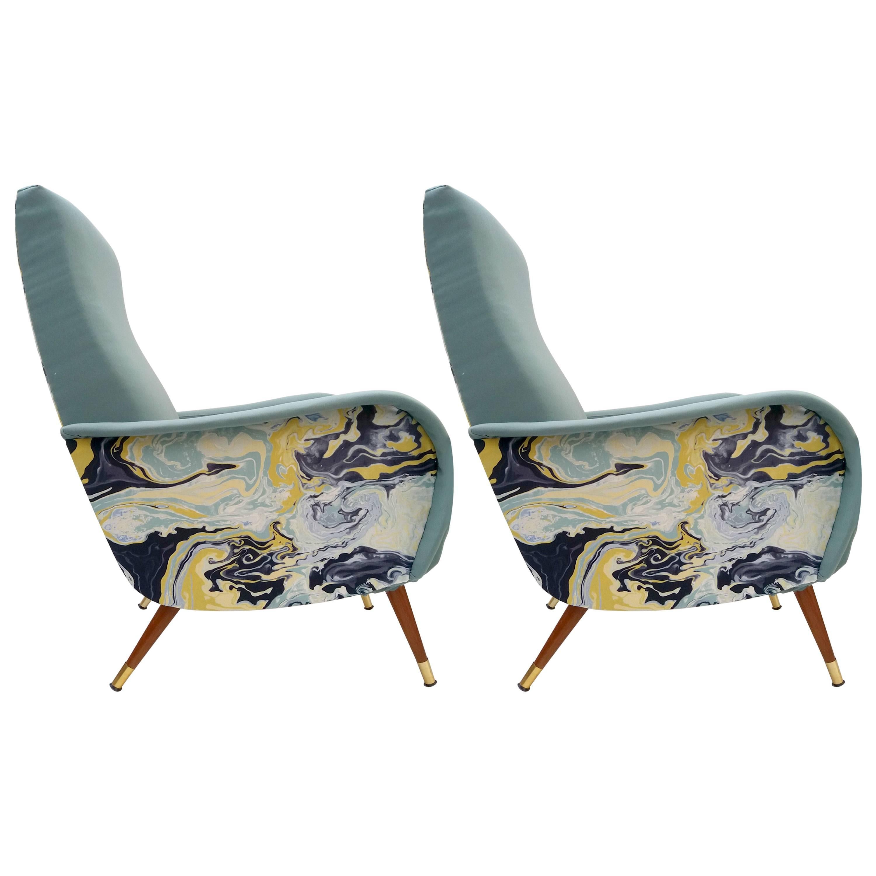 Pair of Marco Zanuso Style Lady Chairs For Sale