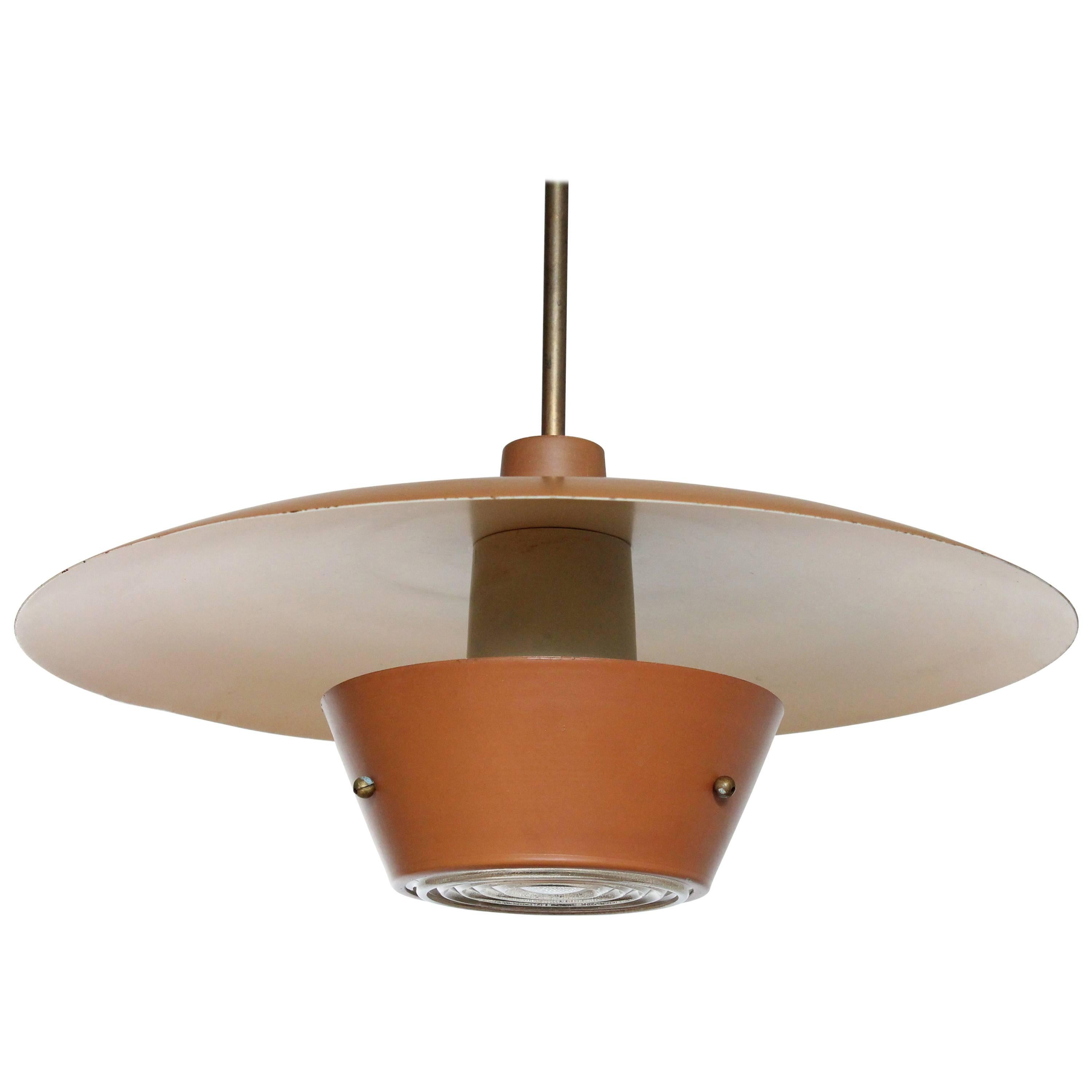 Lightolier Lytecaster Enameled Steel and Glass Lens Chandelier, 1950s ...
