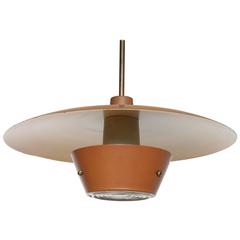 Lightolier Lytecaster Enameled Steel and Glass Lens Chandelier, 1950s , USA 10