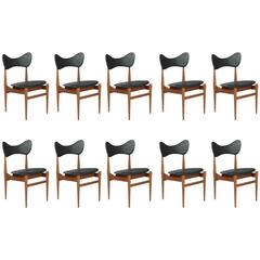 Wonderful Set of Ten Butterfly Teak Dining Chairs Inge and Luciano Rubino 2