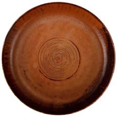 Vintage Saxbo, Large Ceramic Dish, Beautiful Brown Glaze, Yin Yang Stamp