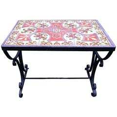 Empire Iron Side Table with Winged Griffon Tile Top