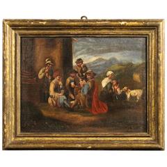 18th Century Lombard Painting "Card Players"