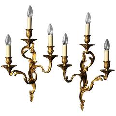 French Pair of Gilded Antique Wall Lights