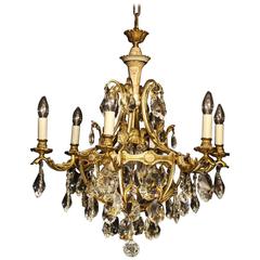 Italian Painted and Gilded Crystal Antique Chandelier