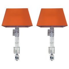 Pair of Vintage Lucite Wall Sconces 1