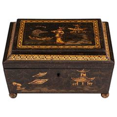 Antique Regency Period Japanned Sewing Box