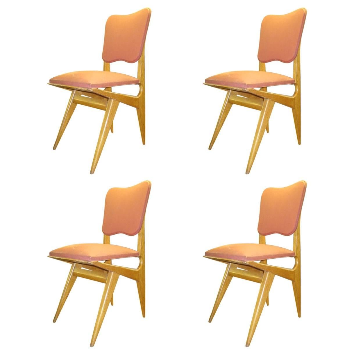 Set of Four Dining Chairs by Guillerme & Chambron