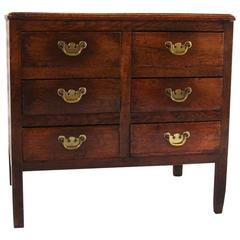 Small English Georgian Provincial Elm Six-Drawer Chest