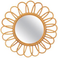 1960s Spanish Bamboo Flower Burst Mirror 7