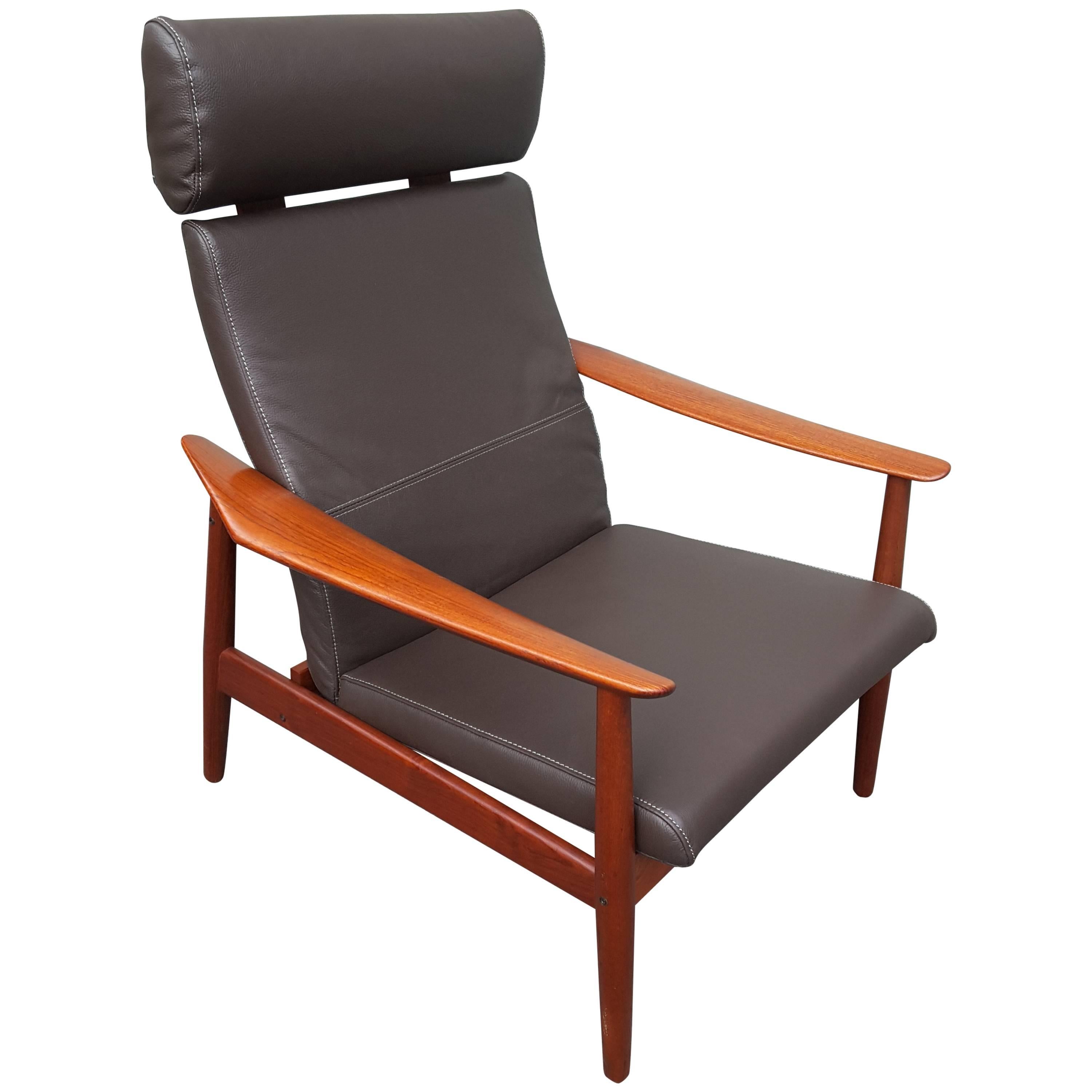 Arne Vodder FD-164, Teak Recliner, Adjustable 3-Positions, France & Son Denmark