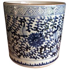 Chinese Export Blue and White Peony Design Planter