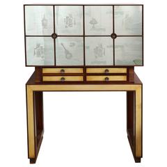 Bar mirror and rosewood made in Italy 1935