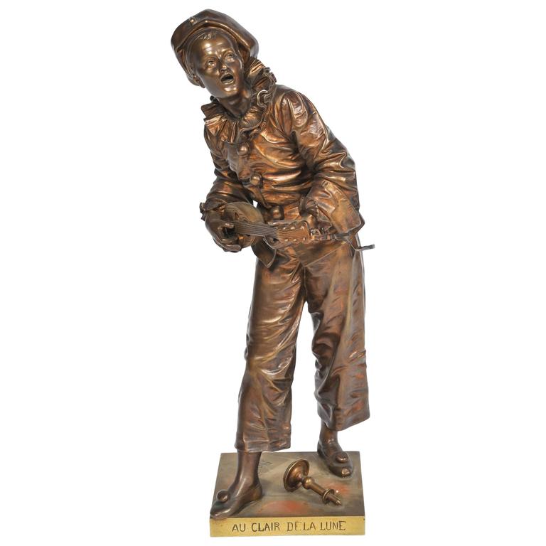 19th Century Bronze by Bouret, Au Clair De La Lune For Sale