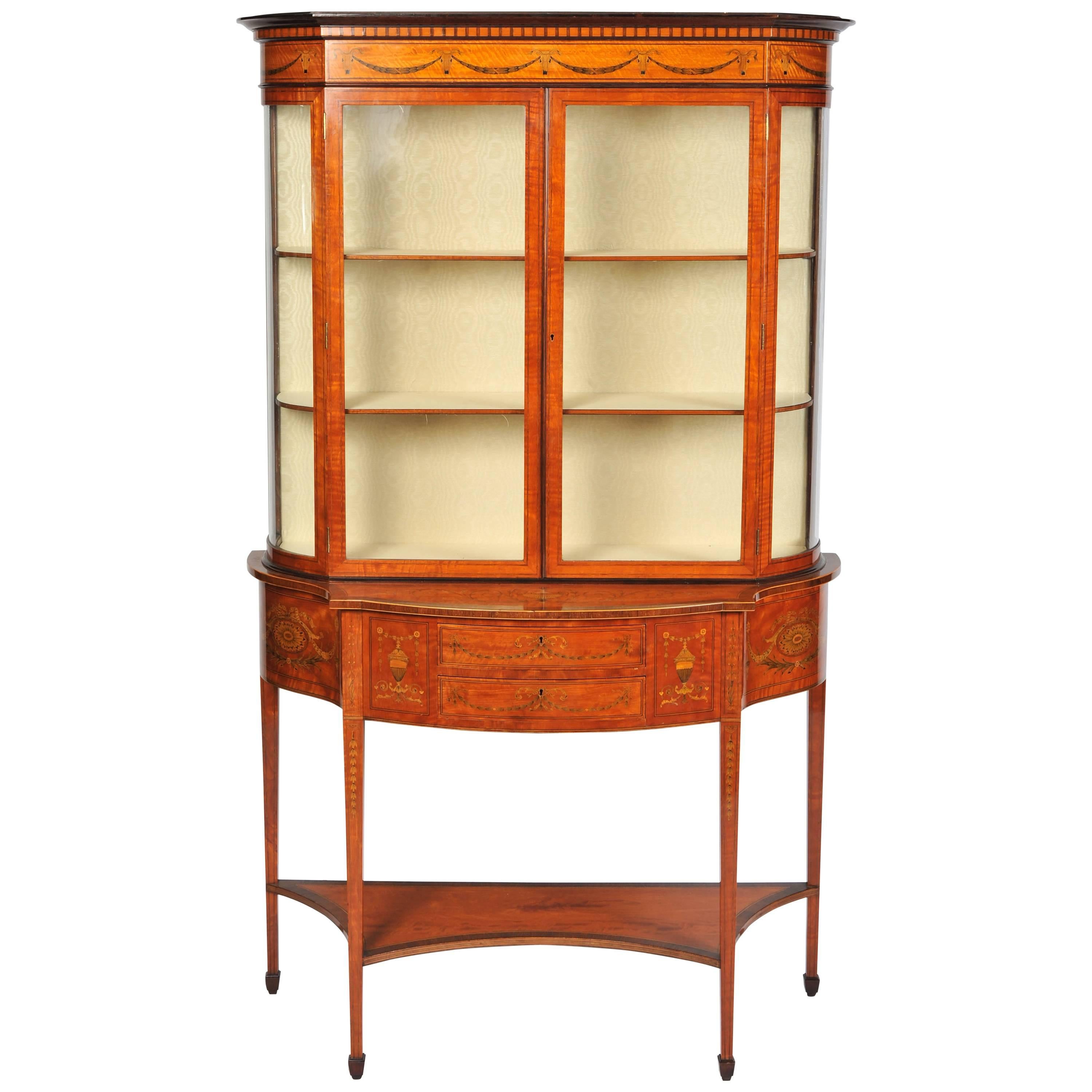 Satinwood Display Cabinet, by Edwards & Roberts For Sale