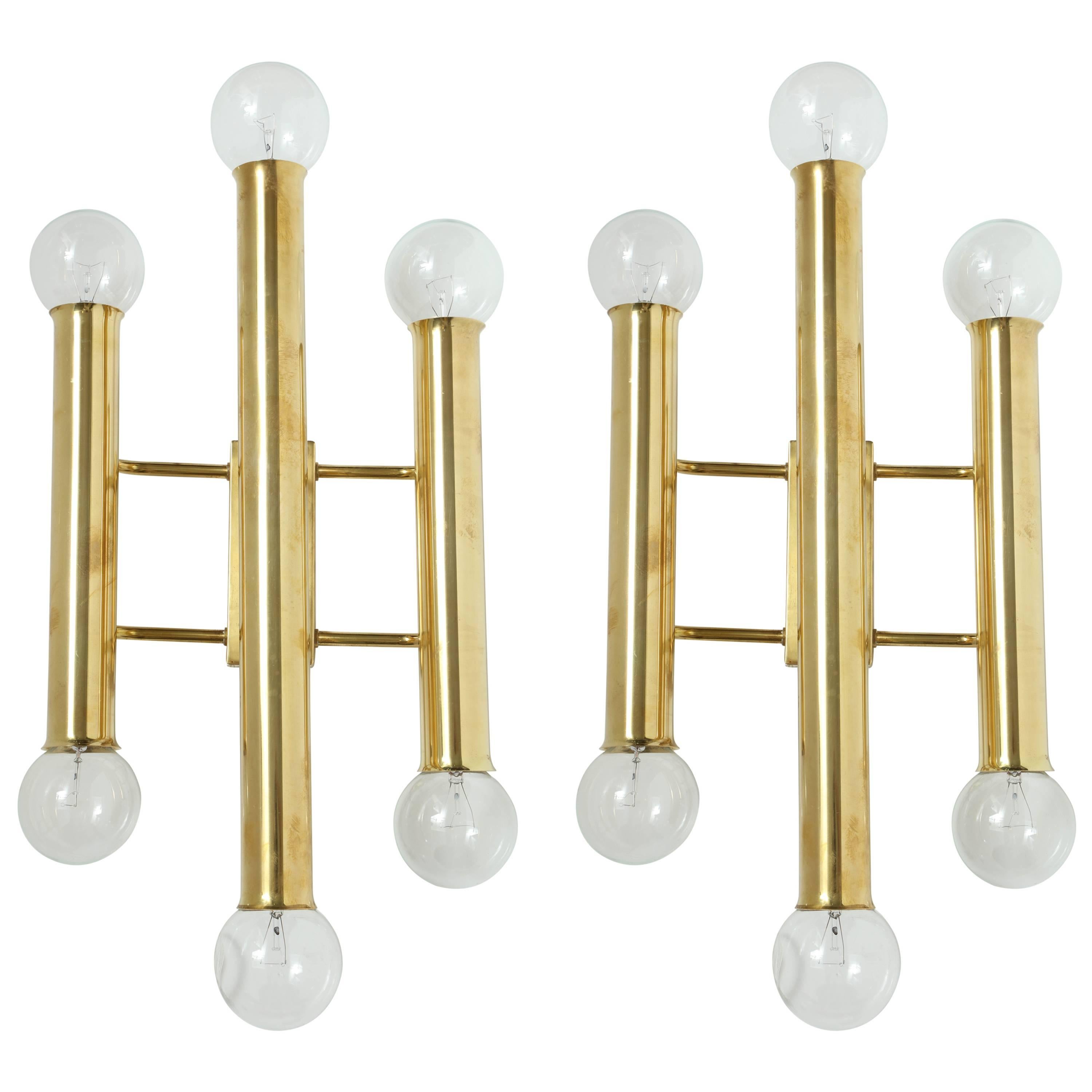 Sciolari Modernist Brass Sconces