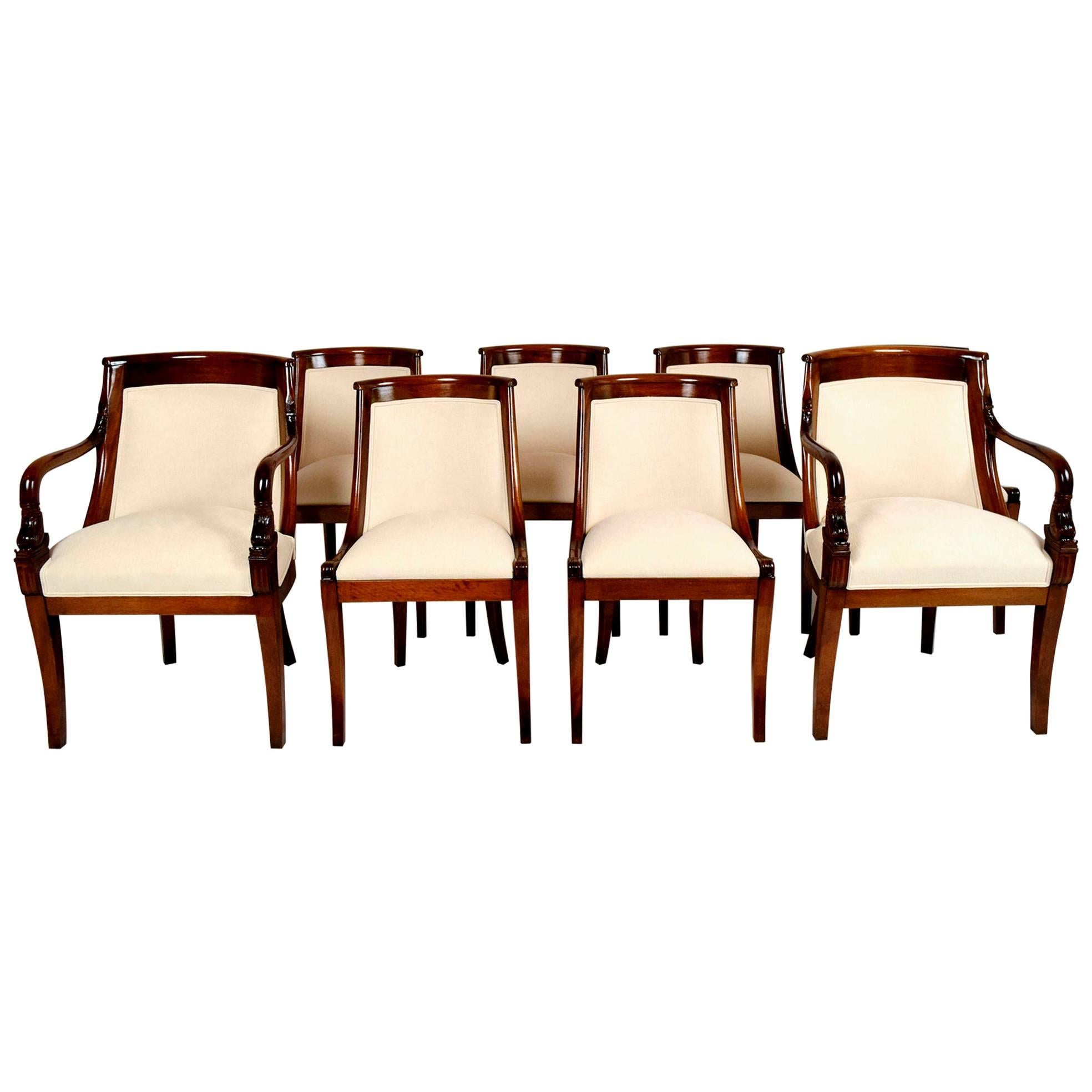 Set of 8 Mahogany Empire Dining Chairs