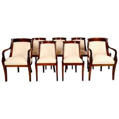 Antique Set of 8 Mahogany Empire Dining Chairs