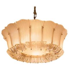 French Regency Glass and Lucite Mid-Century Chandelier