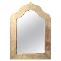 1970s Silver Etched Arabesqe Framed Mirror