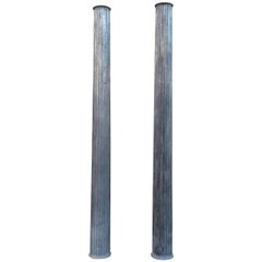 Pair of Architectural Gunmetal Steel Fluted Columns